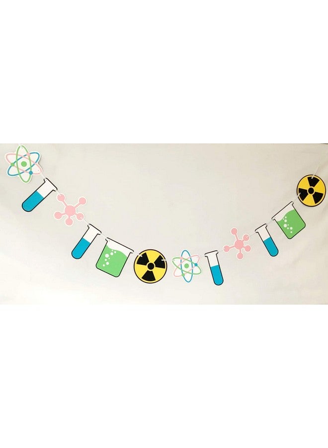 Pinfliers Science Theme Paper Bunting Flags, 12 Pieces, Pink, Blue, Green, Yellow, White and Black, 55 inches in Length - Image 4