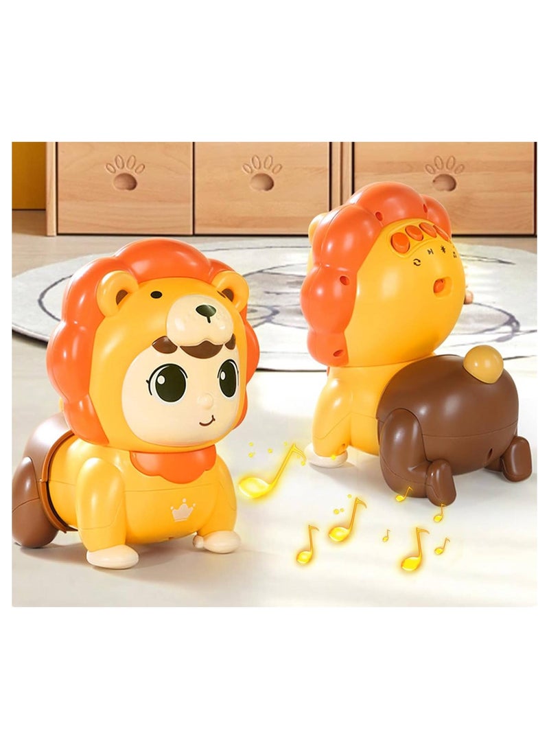 Mepigen Baby Crawling Musical Toy, Lion Tummy Crawling Musical Toy with Sounds and Lights, Early Educational Toy Gifts for Toddlers Boys Girls 18 Months and Up - Image 1