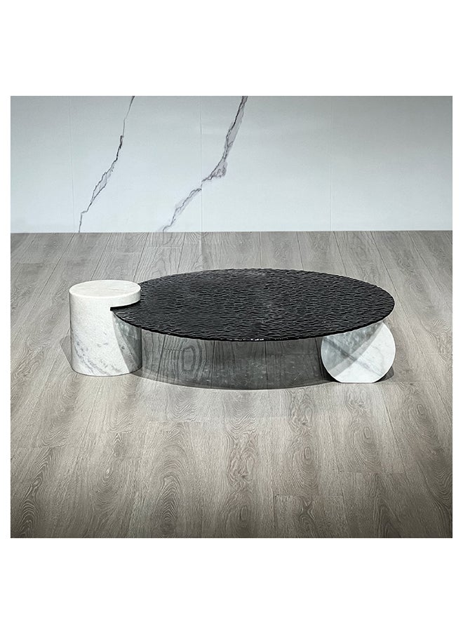 Delmon Glass Top with Marble Base Coffee Table 100 x 27 x 100 cm - pzsku/Z648CE658F9B67F5B765AZ/45/_/1721133075/3315bd5b-627e-4f86-8201-d4a48c816b81