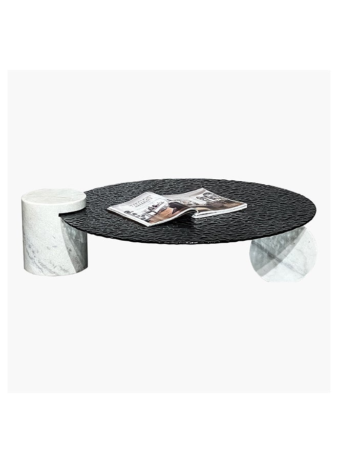 Delmon Glass Top with Marble Base Coffee Table 100 x 27 x 100 cm - pzsku/Z648CE658F9B67F5B765AZ/45/_/1721133075/7ea1ce3c-cd06-44f4-89c1-1074a688aec9