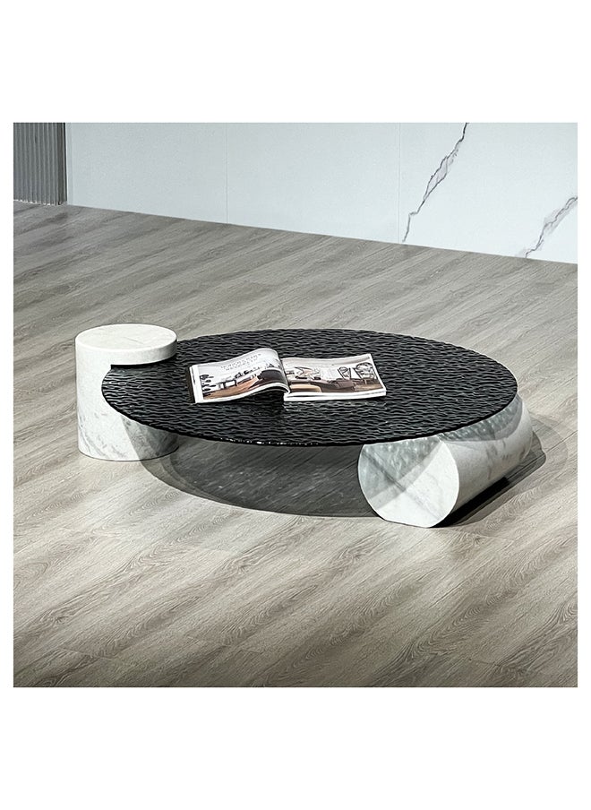 Delmon Glass Top with Marble Base Coffee Table 100 x 27 x 100 cm - pzsku/Z648CE658F9B67F5B765AZ/45/_/1721133076/4a942685-4314-463a-967d-e40fc5f72c54