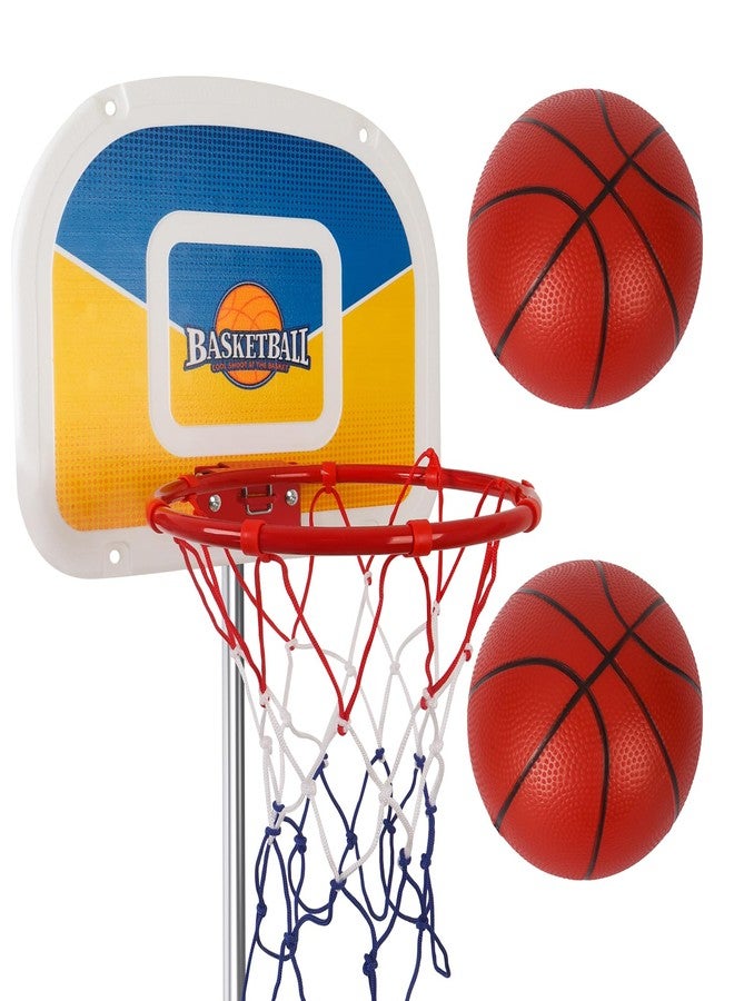 synoratory Trampoline Basketball Hoop, Fits Straight Pole Basketball Hoop for Trampoline, Universal Trampoline Basketball Hoop Attachment with Mini Ball and Pump,Strong and Sturdy (Red Yellow 18inch) - Image 1