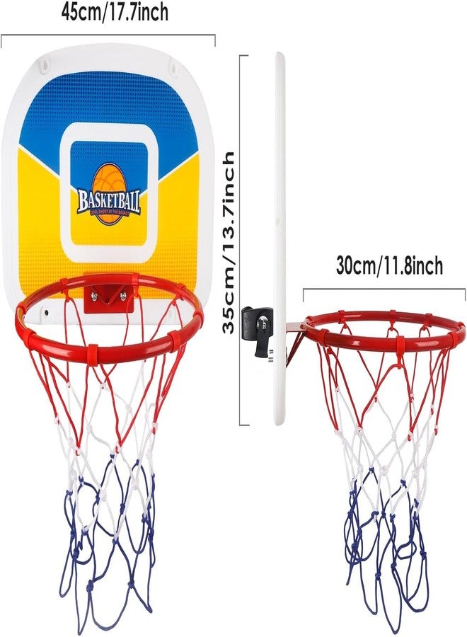 synoratory Trampoline Basketball Hoop, Fits Straight Pole Basketball Hoop for Trampoline, Universal Trampoline Basketball Hoop Attachment with Mini Ball and Pump,Strong and Sturdy (Red Yellow 18inch) - Image 3