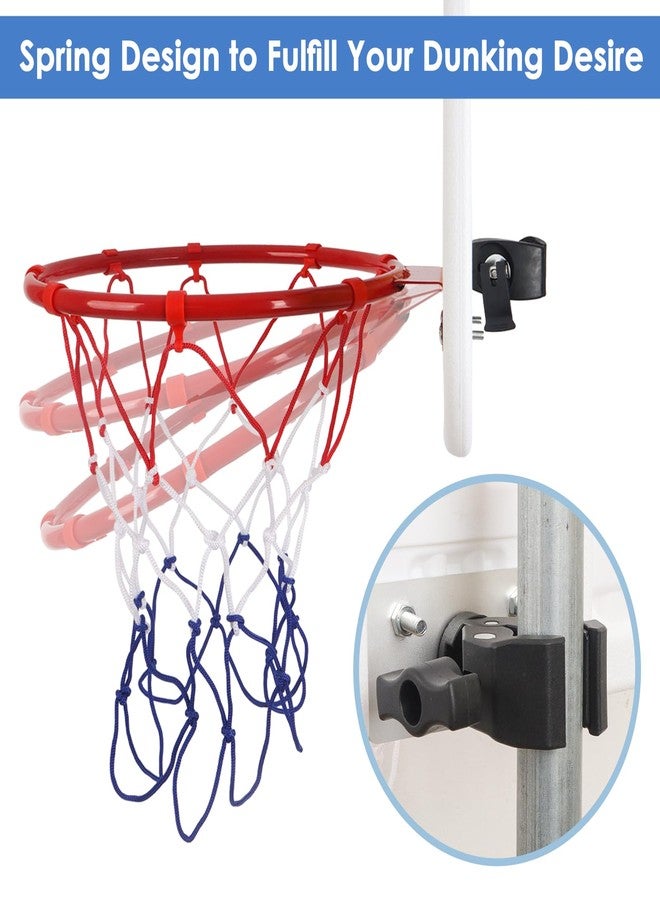 synoratory Trampoline Basketball Hoop, Fits Straight Pole Basketball Hoop for Trampoline, Universal Trampoline Basketball Hoop Attachment with Mini Ball and Pump,Strong and Sturdy (Red Yellow 18inch) - Image 2