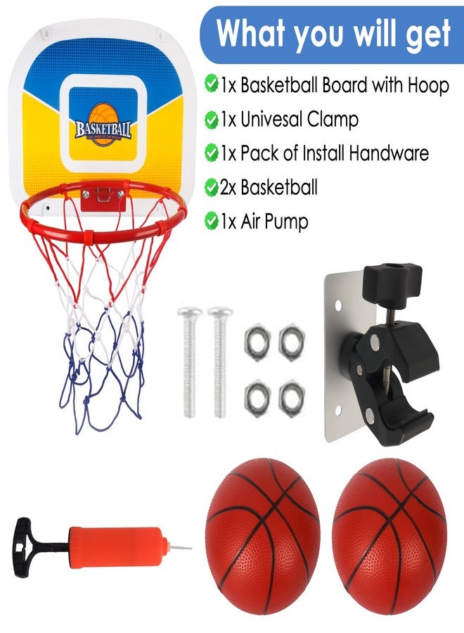 synoratory Trampoline Basketball Hoop, Fits Straight Pole Basketball Hoop for Trampoline, Universal Trampoline Basketball Hoop Attachment with Mini Ball and Pump,Strong and Sturdy (Red Yellow 18inch) - Image 5