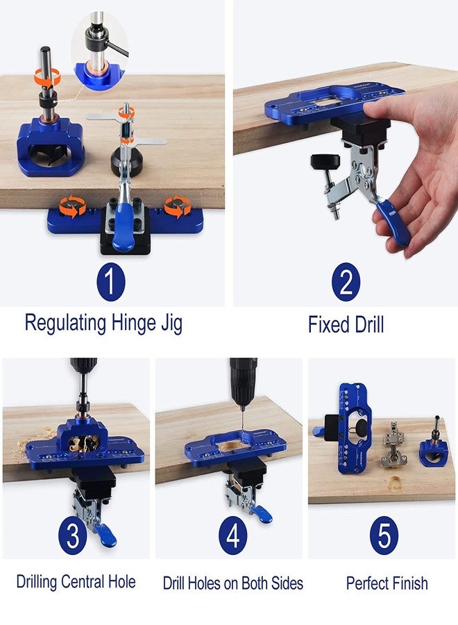 TOURACE Concealed Hinge Jig with Clamp,Made of Aluminum Alloy, Get Professional Results Every Time for Cabinet and Door Installation, 35MM Hole Drilling Guide Locator Suitable for American&European - Image 4