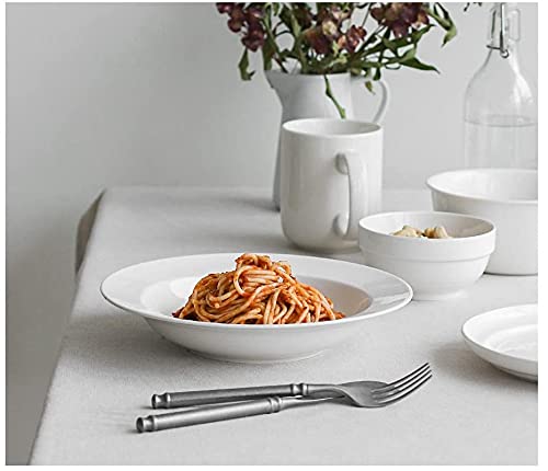 E - Ezra Tableware White Fine Porcelain Deep Pasta Plate Soup Plate/Meggie Plate/Gravy (22 cm, 4-Plates) - Image 3