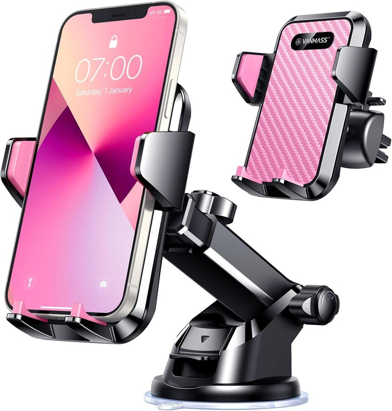 VANMASS 【85+LBS Strongest Suction & Military-Grade Ultimate Car Phone Mount【Patent & Safety Certs】 Cell Phone Holder Truck for Dashboard Windshield Vent for iPhone 17 Pro Max 16 15 for Samsung, Pink - Image 1