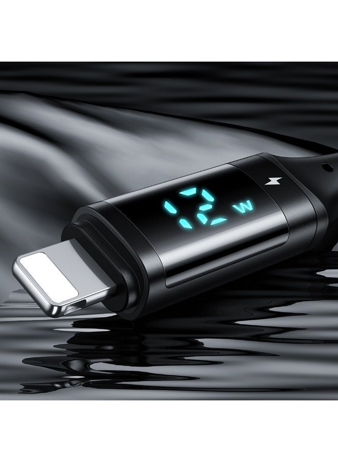 Mcdodo iPhone Lightning Fast Charging Cable With Digital Display 1.2m – USB to Lightning Data Cable for iPhone 14 13 12 11, iPad, iOS Devices – Smart Charging Black - Image 2