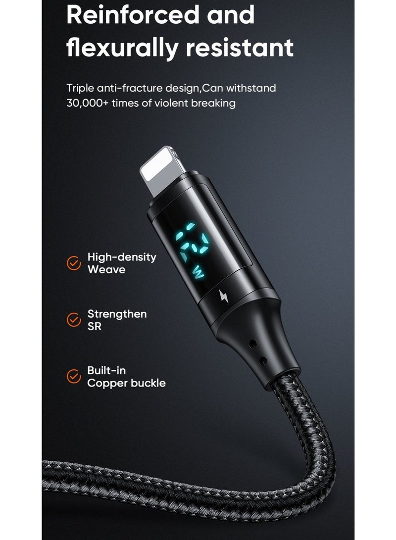 Mcdodo iPhone Lightning Fast Charging Cable With Digital Display 1.2m – USB to Lightning Data Cable for iPhone 14 13 12 11, iPad, iOS Devices – Smart Charging Black - Image 3