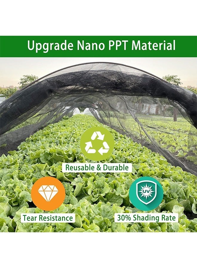 Sweet Life 10×39FT Thickened Black Nano PPT Garden Netting Mesh, Plant Covers Protection Ultra Fine Net for Vegetable Fruits Flowers Crops from Insect Pest Bug Birds Eating, 30% Shade Rate, Reusable &  Durable - Image 5