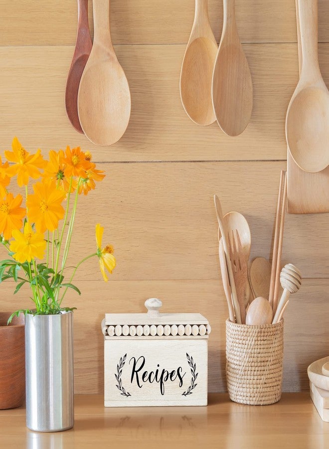 Kathfly Rustic White Recipe Box Wooden Beaded Recipe Holder and Organizer for Farmhouse Bridal Shower Wedding Registry Must Haves for Wedding Birthday Housewarming - Image 5