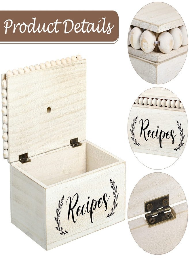 Kathfly Rustic White Recipe Box Wooden Beaded Recipe Holder and Organizer for Farmhouse Bridal Shower Wedding Registry Must Haves for Wedding Birthday Housewarming - Image 3