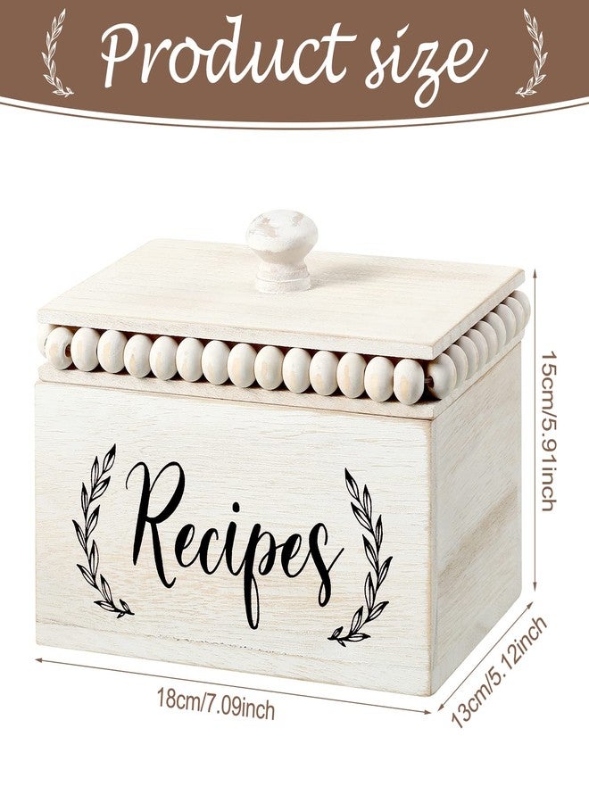Kathfly Rustic White Recipe Box Wooden Beaded Recipe Holder and Organizer for Farmhouse Bridal Shower Wedding Registry Must Haves for Wedding Birthday Housewarming - Image 2