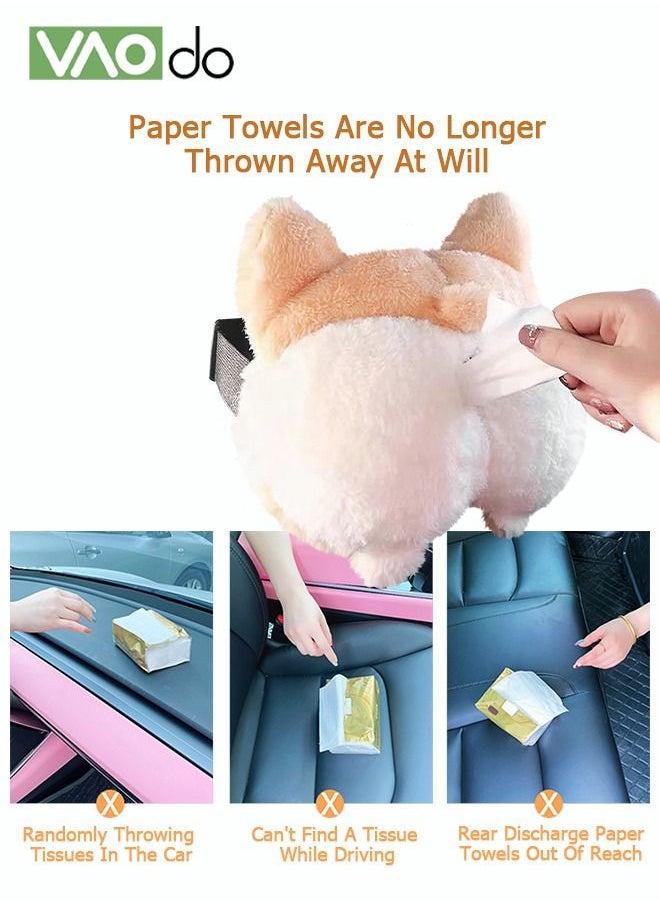 VAOdo - Cartoon Car Tissue Holder Hanging Plush Car Decoration Seat Back Draw Tissue Box Bathroom Hanging Tissue Box Holder Suitable For Living Room Bedroom Car - Image 1