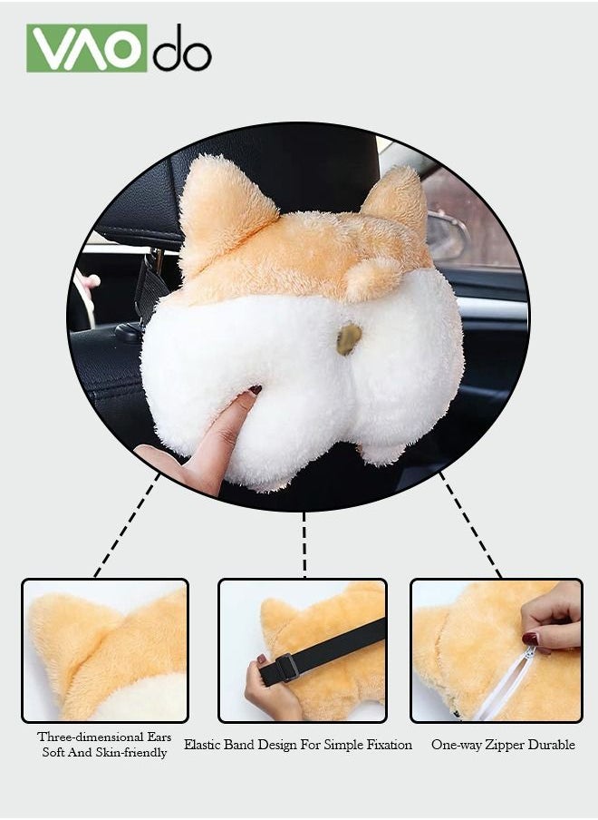 VAOdo - Cartoon Car Tissue Holder Hanging Plush Car Decoration Seat Back Draw Tissue Box Bathroom Hanging Tissue Box Holder Suitable For Living Room Bedroom Car - Image 1