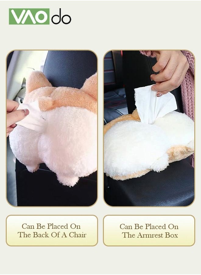 VAOdo - Cartoon Car Tissue Holder Hanging Plush Car Decoration Seat Back Draw Tissue Box Bathroom Hanging Tissue Box Holder Suitable For Living Room Bedroom Car - Image 1