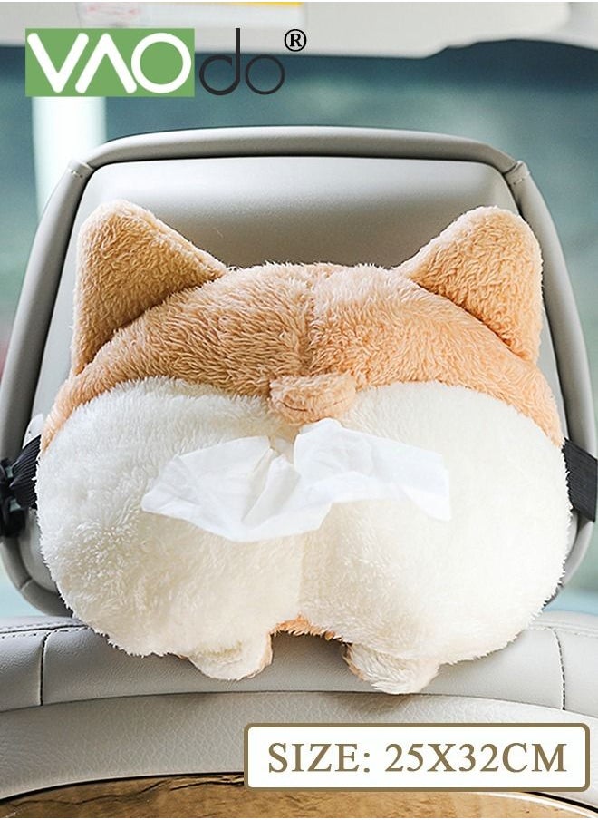 VAOdo - Cartoon Car Tissue Holder Hanging Plush Car Decoration Seat Back Draw Tissue Box Bathroom Hanging Tissue Box Holder Suitable For Living Room Bedroom Car - Image 1
