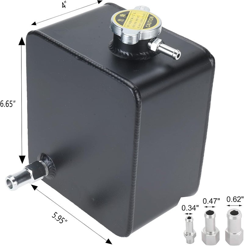 NovelBee 2.5L Universal Aluminium Alloy Water Coolant Header Overflow Expansion Tank Reservoir (Black) - Image 2