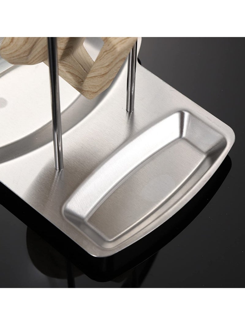 Peachjoy Spoon Rest and Pot Lid Holder, Stainless Steel Pan Pot Cover Lid Rack Shelf Stand Holder Spoon Holder, Utensil Rest Stove Organizer Storage Soup Spoon Rests Kitchen Tool - Image 2