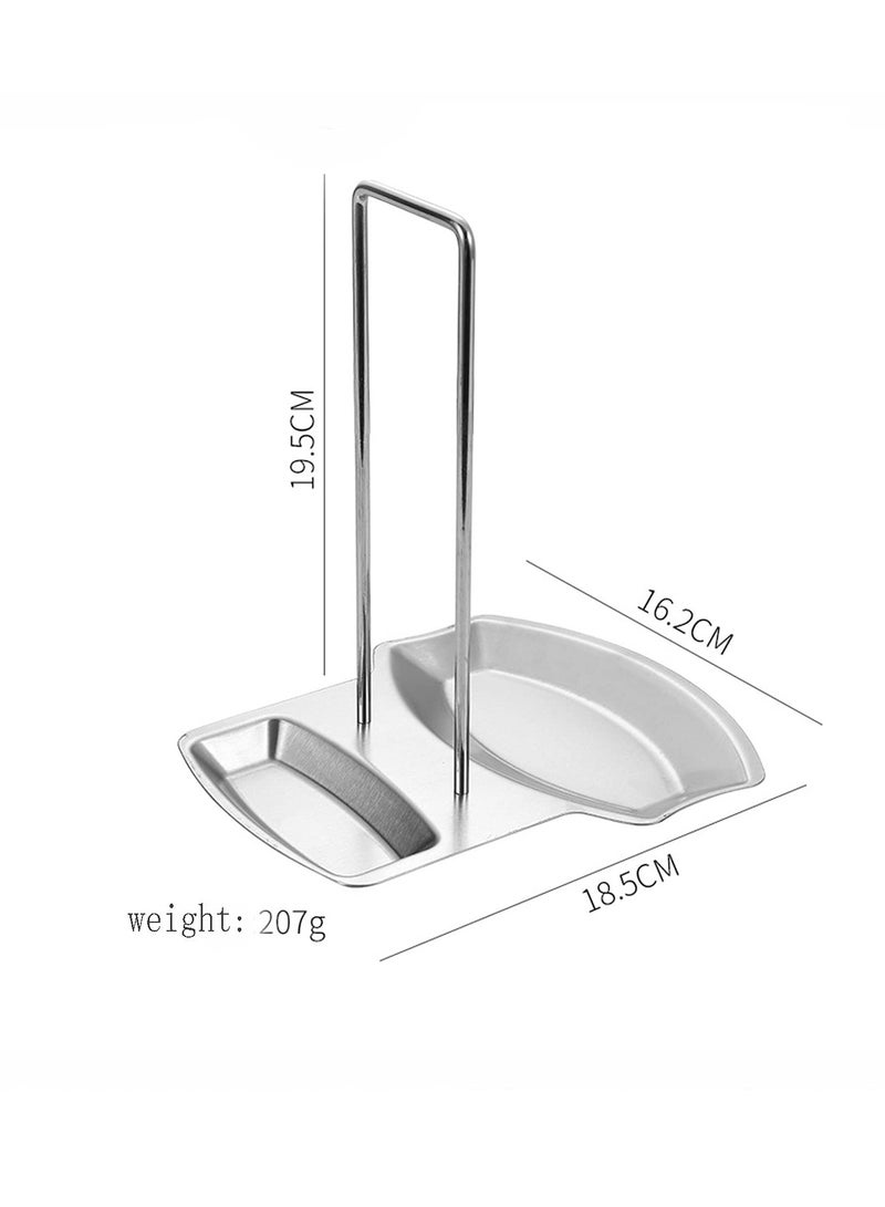 Peachjoy Spoon Rest and Pot Lid Holder, Stainless Steel Pan Pot Cover Lid Rack Shelf Stand Holder Spoon Holder, Utensil Rest Stove Organizer Storage Soup Spoon Rests Kitchen Tool - Image 5