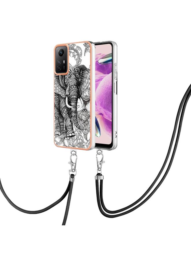erorex Case For Xiaomi Redmi Note 12S 4G Electroplating Dual-side IMD Phone Case with Lanyard - Image 1
