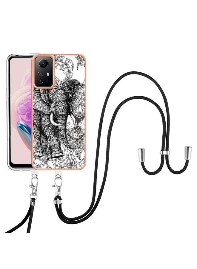erorex Case For Xiaomi Redmi Note 12S 4G Electroplating Dual-side IMD Phone Case with Lanyard - Image 2