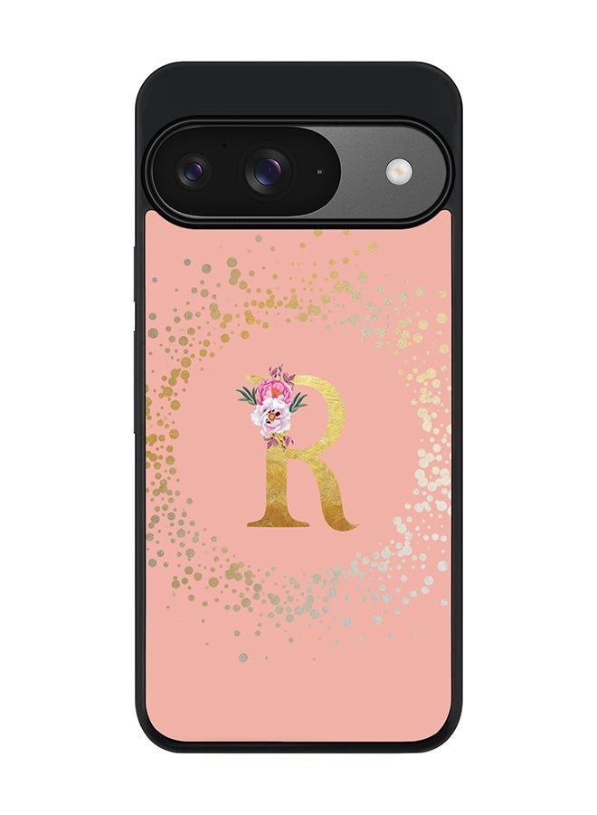Stylizedd For Google Pixel 9 Case,Slim fit Camera Protection, Shockproof Thin Phone cover - Custom Monogram Floral - R (Rose Pink ) - Image 1