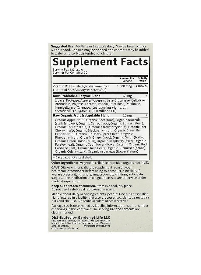 Garden of Life Garden of Life, Vitamin Code®, RAW B-12™, 30 Vegan Capsules  - Image 2