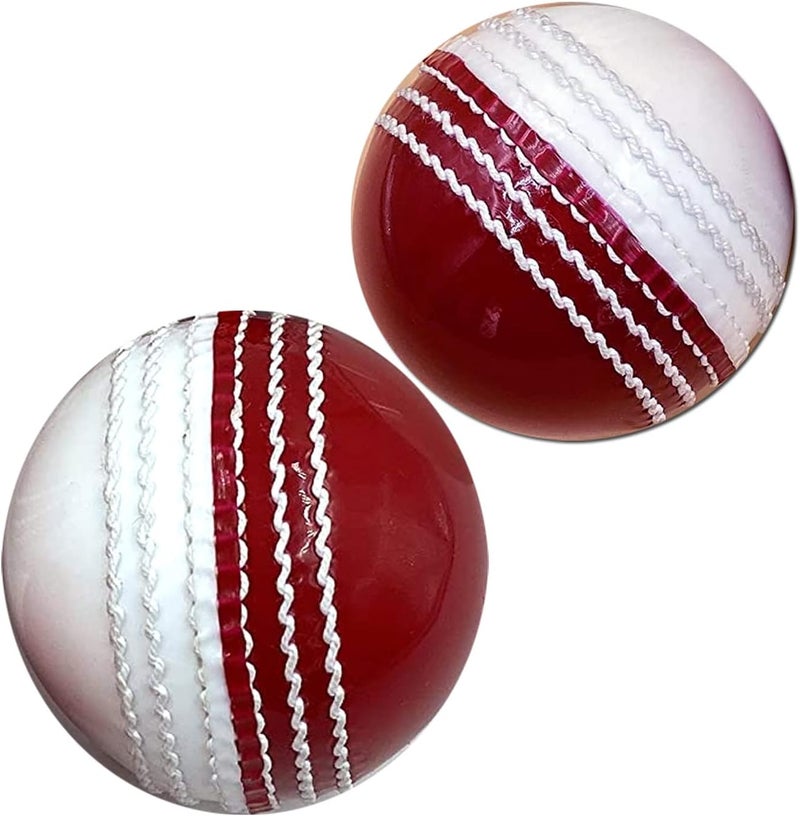 AnNafi ® Dual Color Cricket Coaching Balls Sports Training & Fun Balls | Double Color Ball red and White | Sports & Games | Light Weight Attractive Cricket Ball for Practice with Kids & Adults - Image 1
