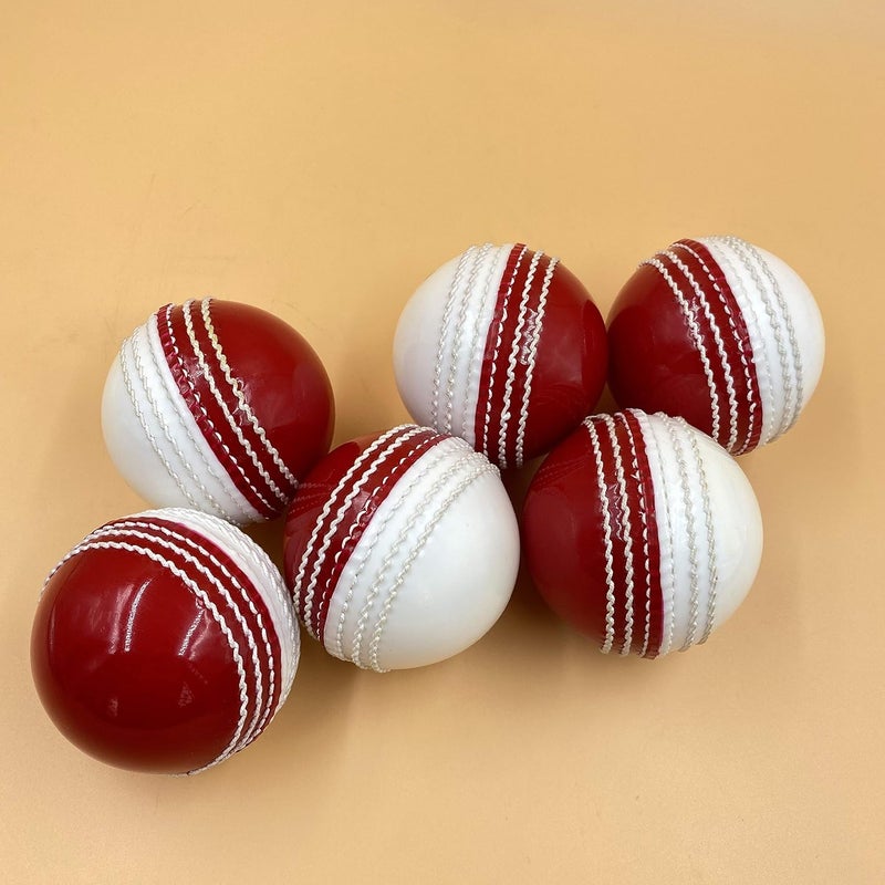 AnNafi ® Dual Color Cricket Coaching Balls Sports Training & Fun Balls | Double Color Ball red and White | Sports & Games | Light Weight Attractive Cricket Ball for Practice with Kids & Adults - Image 2