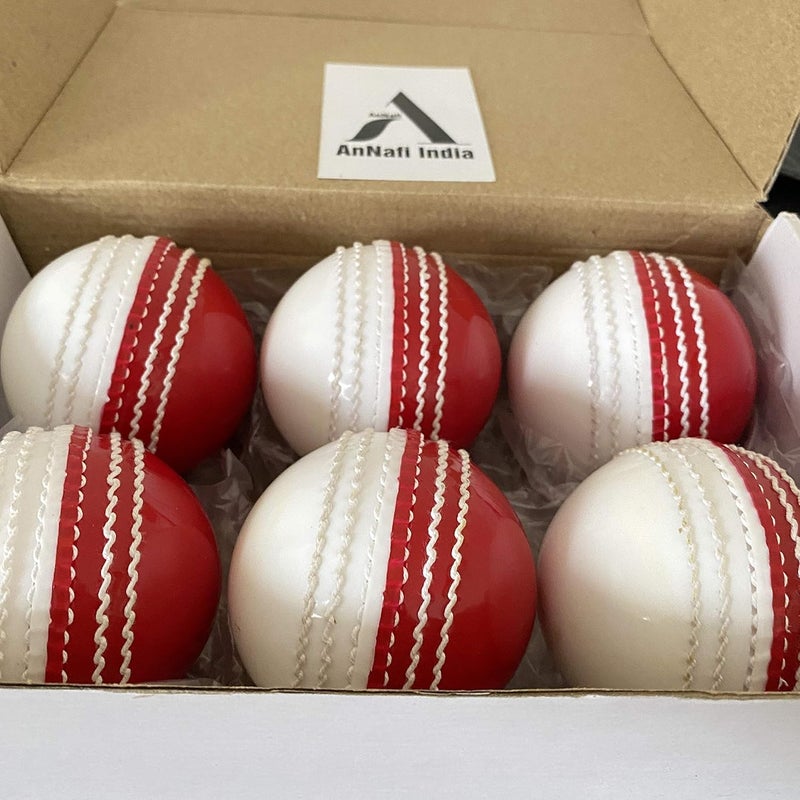 AnNafi ® Dual Color Cricket Coaching Balls Sports Training & Fun Balls | Double Color Ball red and White | Sports & Games | Light Weight Attractive Cricket Ball for Practice with Kids & Adults - Image 5