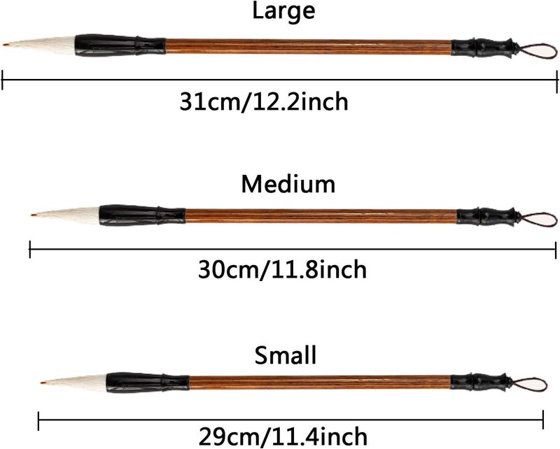 Befiy Chinese Calligraphy Brush, Writing Drawing Watercolor Ink Brushes Hubi Painting Kanji Sumi Wolf Bamboo Brushes Set for Professional Beginner (White) - Image 5