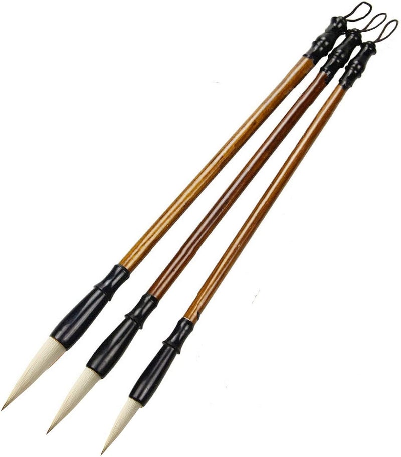 Befiy Chinese Calligraphy Brush, Writing Drawing Watercolor Ink Brushes Hubi Painting Kanji Sumi Wolf Bamboo Brushes Set for Professional Beginner (White) - Image 1