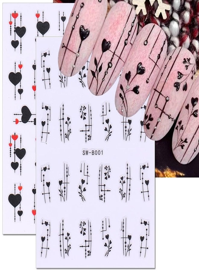 JALIYA 3D Sweet Heart Nail Stickers for Nail Art Geometric Lines Heart Nail Decals Valentine Nail Art Stickers for Nail Designs Valentines Envelope Heart Stickers for Nails Design Sticker Nails for Women - Image 4