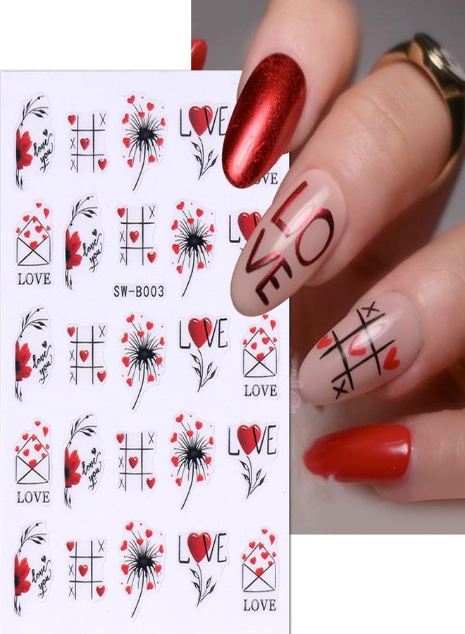 JALIYA 3D Sweet Heart Nail Stickers for Nail Art Geometric Lines Heart Nail Decals Valentine Nail Art Stickers for Nail Designs Valentines Envelope Heart Stickers for Nails Design Sticker Nails for Women - Image 5