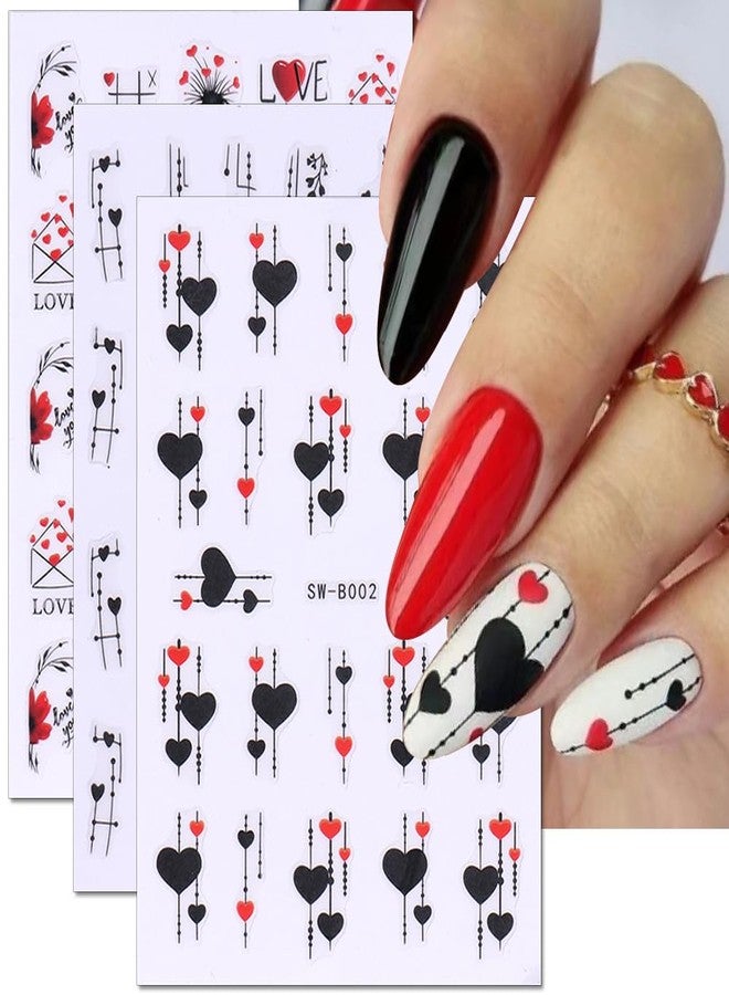 JALIYA 3D Sweet Heart Nail Stickers for Nail Art Geometric Lines Heart Nail Decals Valentine Nail Art Stickers for Nail Designs Valentines Envelope Heart Stickers for Nails Design Sticker Nails for Women - Image 3