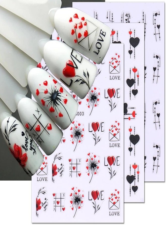 JALIYA 3D Sweet Heart Nail Stickers for Nail Art Geometric Lines Heart Nail Decals Valentine Nail Art Stickers for Nail Designs Valentines Envelope Heart Stickers for Nails Design Sticker Nails for Women - Image 1