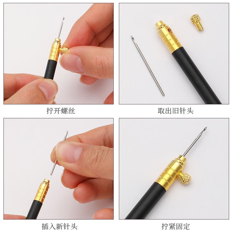 French Embroidery Crochet Knitting Reverse Embroidery Tool Diy Hand Cross Stitch Material Wrap Cotton Thread Wool Hook Needle 3 Needles - Image 5