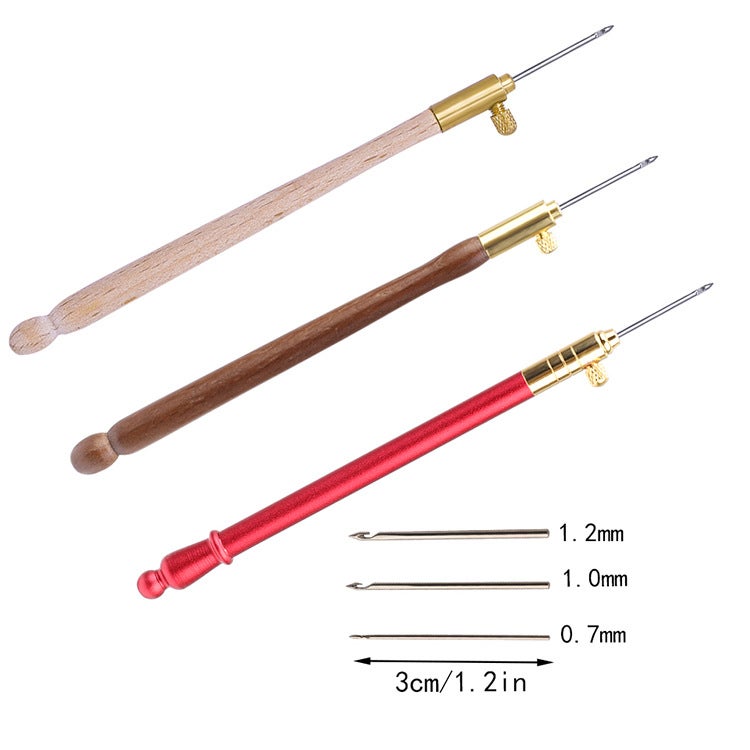 French Embroidery Crochet Knitting Reverse Embroidery Tool Diy Hand Cross Stitch Material Wrap Cotton Thread Wool Hook Needle 3 Needles - Image 4