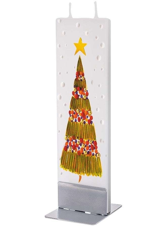 FLATYZ Handmade Christmas Candle | Unscented, Drip-Resistant & Smoke-Free 2 Wick Candle for Home & Room Decor | Hand Painted, Flat Decorative Candles | Steel Stand Included - Image 1