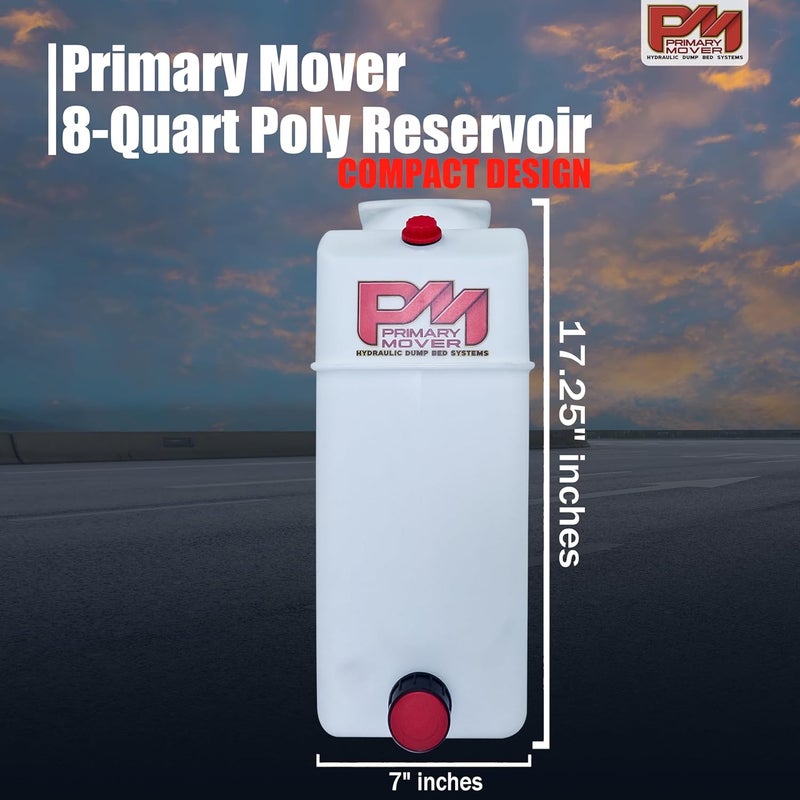 Primary Mover Store 8 Quart Poly Hydraulic Replacement Reservoir – Poly Tank and Hydraulic Oil Tank for Power Units, Dump Trucks, Trailers, RVs and Boats - Image 2