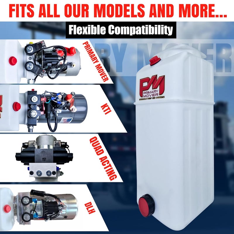 Primary Mover Store 8 Quart Poly Hydraulic Replacement Reservoir – Poly Tank and Hydraulic Oil Tank for Power Units, Dump Trucks, Trailers, RVs and Boats - Image 5