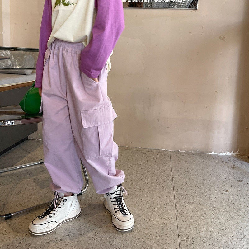 Girls Cargo Pants Spring & Fall K-Style 2023 New Cool Street Pants Casual Pants Fashionable Medium And Large Children'S Pants Trend - Image 3
