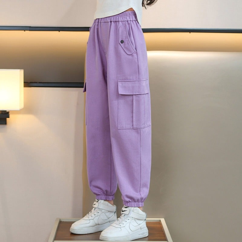 Girls Cargo Pants Spring & Fall K-Style 2023 New Cool Street Pants Casual Pants Fashionable Medium And Large Children'S Pants Trend - Image 1