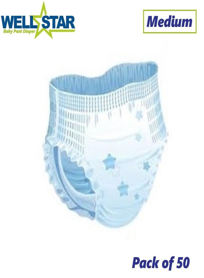 WELLSTAR Super Soft Pant Style Baby Diapers with High Absorb Technology Medium (50 Units) - Image 2