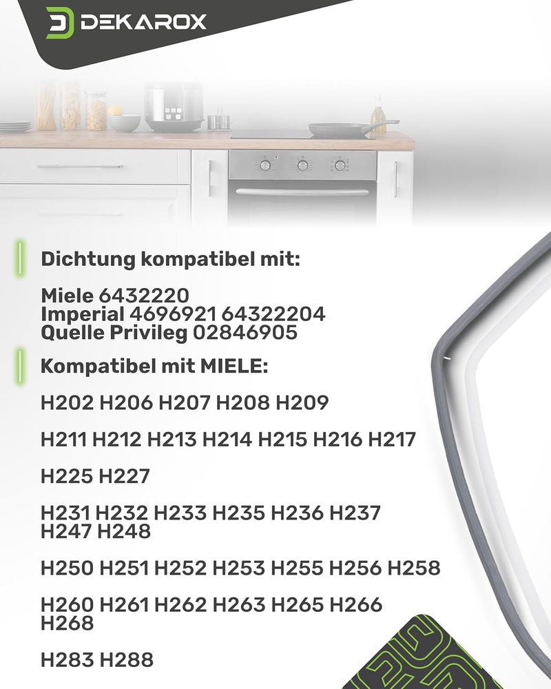 Dekarox ختم باب 480 × 360 مم شامل 4 خطافات متوافق مع Miele Imperial Quelle 6432220 للفرن والموقد - Image 3