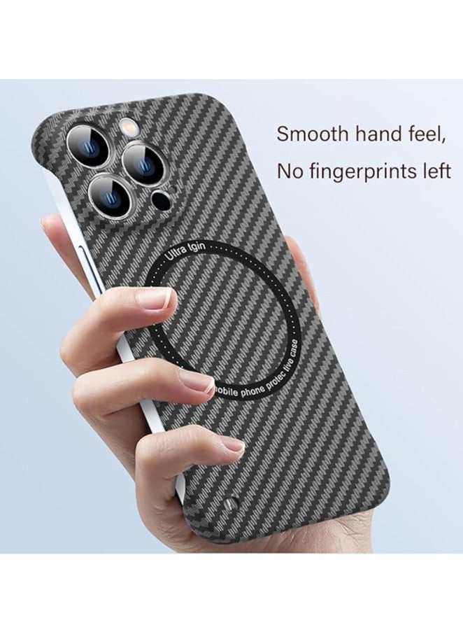 general Carbon Fiber Textured Frameless Phone Case for iPhone 16ProMax/16Pro/16Plus/16, Mag-Safe, Military-Grade Anti-Drop Bezel-less Phone Case - Image 2