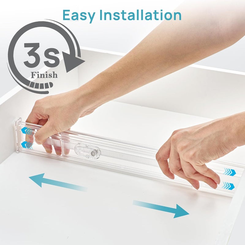 Vtopmart 8 Pack 2.36" Short Upgrade Drawer Dividers for Kitchen Drawer, 12.8"-22.3" Expandable Kitchen Drawer Organizer, Clear Plastic Organizer Separator for Flatware, Utensil, Cutlery, Underwear - Image 5