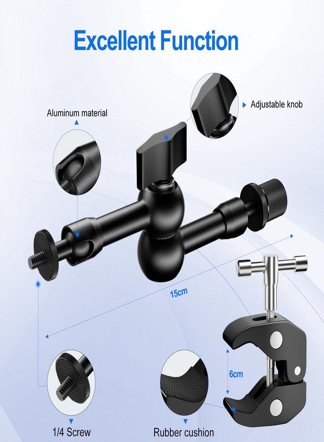EMART 6inch Articulating Magic Arm Camera Mount with Super Clamp, Friction Power Adjustable Camera Mounts & Clamps with Magicarm and Cold Shoe for Photography/Videography/Webcam/Flash Light - Image 2